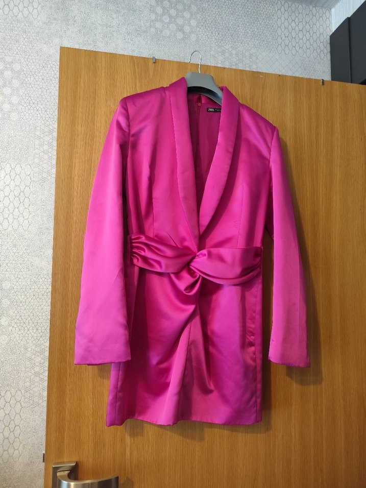 Parlak Pembe Uzun Kadın Sabahlık - Görsel 5