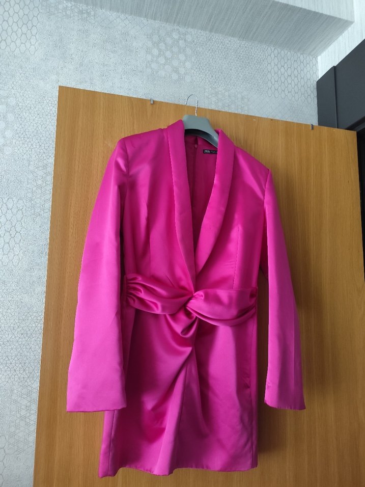 Parlak Pembe Uzun Kadın Sabahlık - Görsel 2