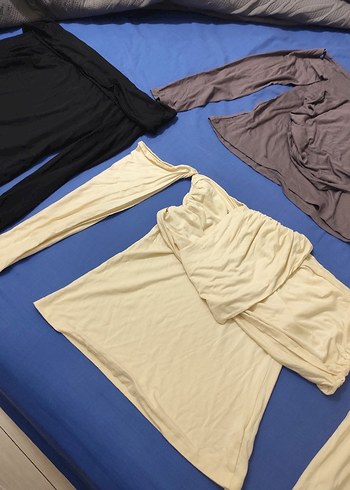 Beyaz Drapeli Straplez Hamile Bluzu - Görsel 2