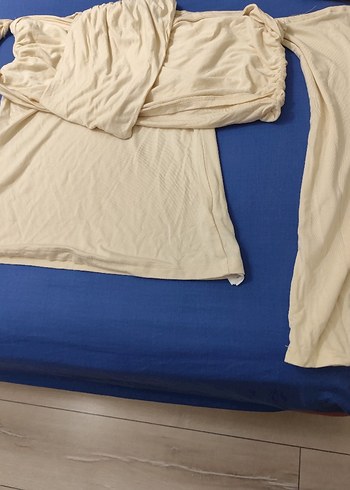 Beyaz Drapeli Straplez Hamile Bluzu - Görsel 3