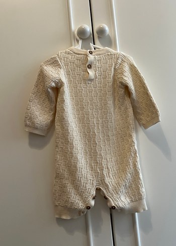 Bebek Örgü Tulum Uzun Kollu Beyaz - Görsel 2