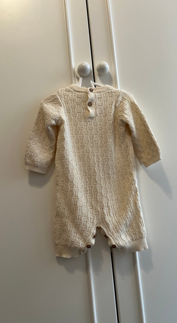 Bebek Örgü Tulum Uzun Kollu Beyaz - Görsel 2