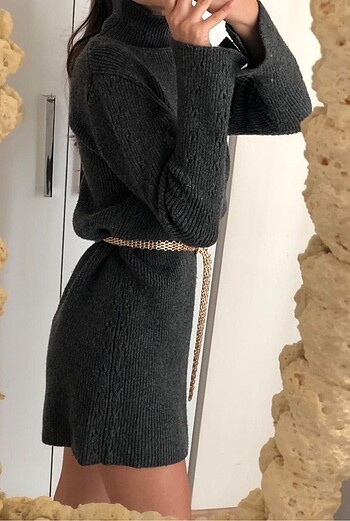 Zara Zara Antrasit Kazak Elbise