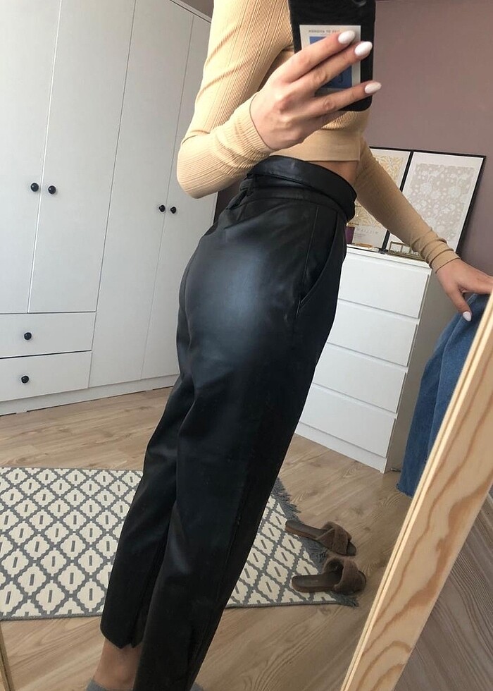Oxxo Siyah Deri Pantolon - Görsel 2
