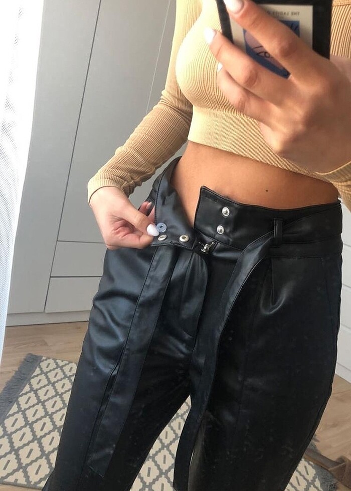 Oxxo Siyah Deri Pantolon - Görsel 4