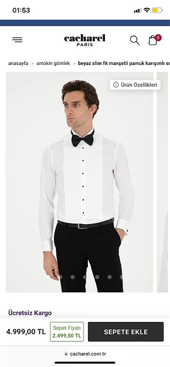 Cacharel Slim Fit Smokin Gömleği