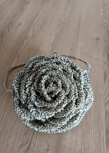 altın rengi Örgü Çiçek Desenli Bohem clutch Çanta