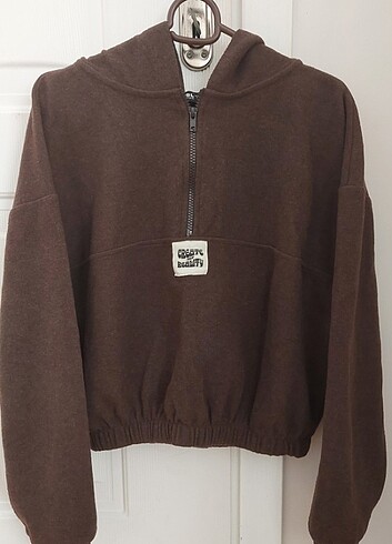 Defacto Defacto kahverengi kısa sweatshirt