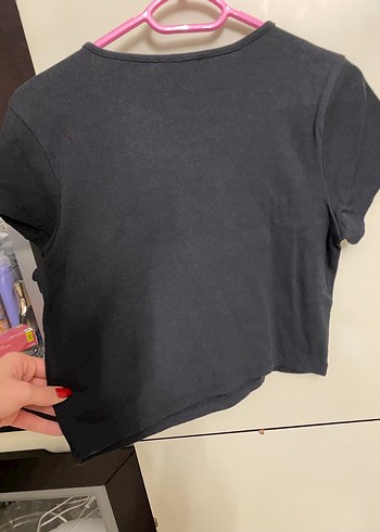 Kız Çocuk Gri Kısa Kollu Tişört - Görsel 4