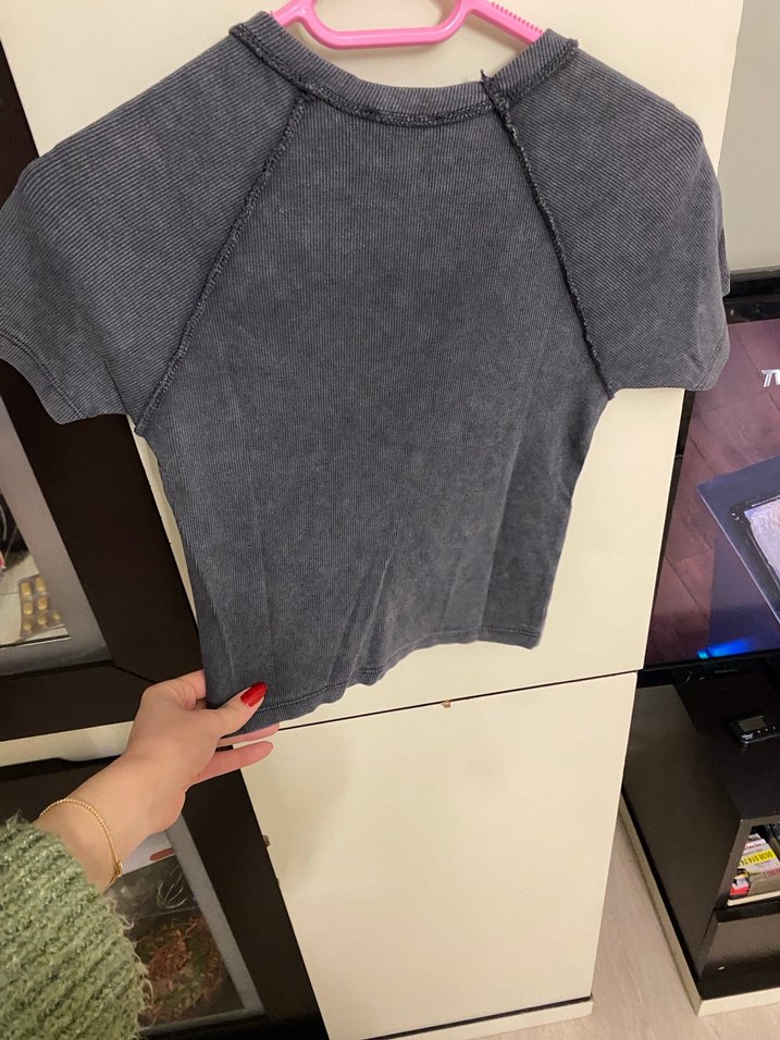 Kız Çocuk Gri Kısa Kollu Baskılı Tişört - Görsel 4