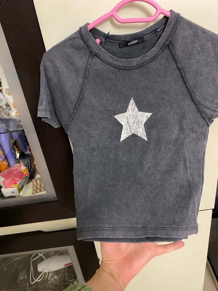 Kız Çocuk Gri Kısa Kollu Baskılı Tişört - Görsel 2