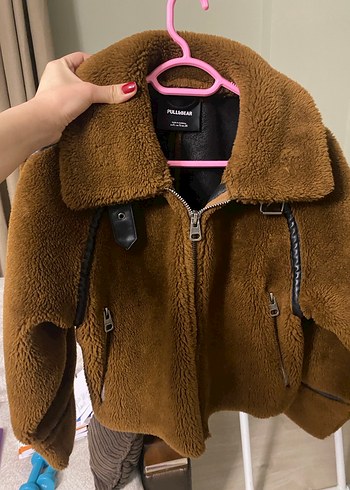 Kahverengi Mini Peluş Kadın Ceket - Görsel 6