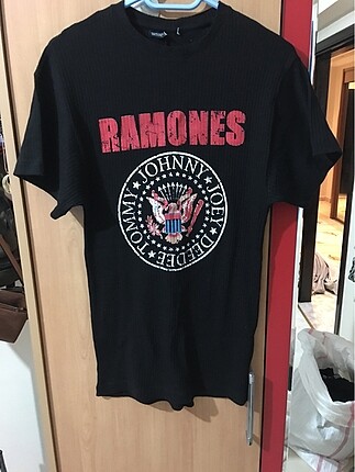 Ramones kolu geniş elbise tunik tişört olarak kullanılabilen üst