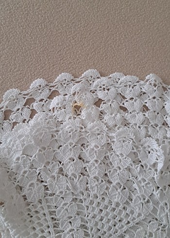 El Örgüsü Beyaz Dantel Masa Örtüsü - Görsel 4