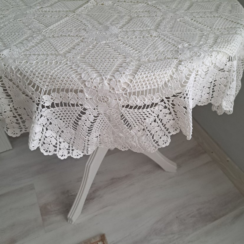 El Örgüsü Beyaz Dantel Masa Örtüsü - Görsel 2