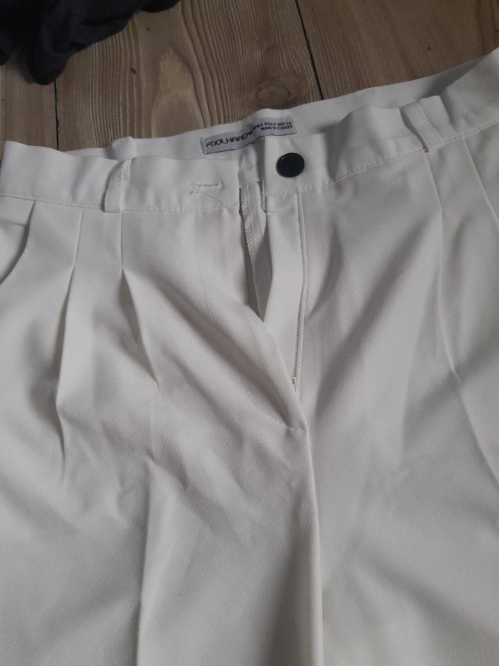 Beyaz Midi Kumaş Kadın Pantolon - Görsel 3