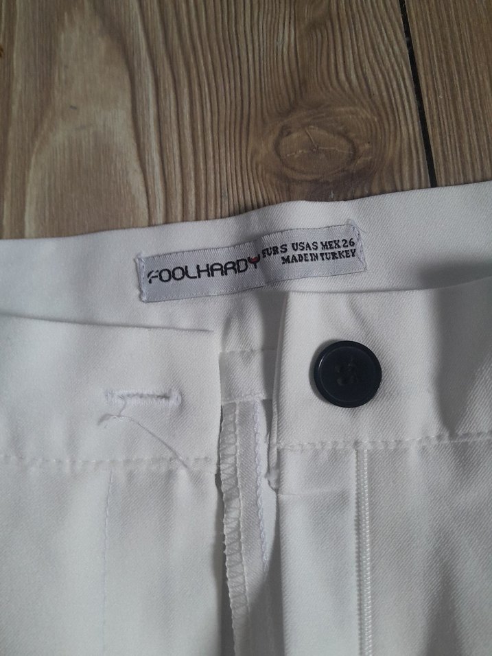 Beyaz Midi Kumaş Kadın Pantolon - Görsel 2