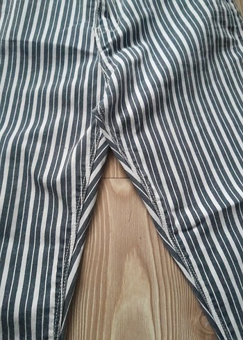 Gri Çizgili Kadın Denim Pantolon - Görsel 4