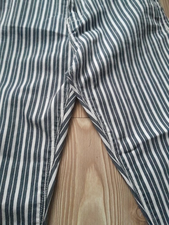 Gri Çizgili Kadın Denim Pantolon - Görsel 4