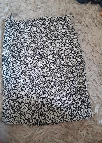 38 Beden Gri Zebra Desenli Mini Etek