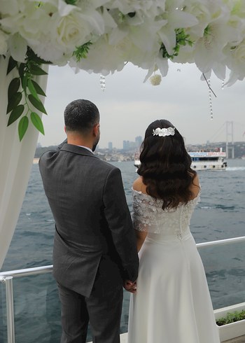 Modern Klasik Midi Beyaz Straplez Söz/Nişan Elbisesi - Görsel 4