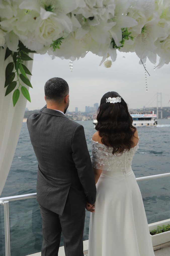 Modern Klasik Midi Beyaz Straplez Söz/Nişan Elbisesi - Görsel 4