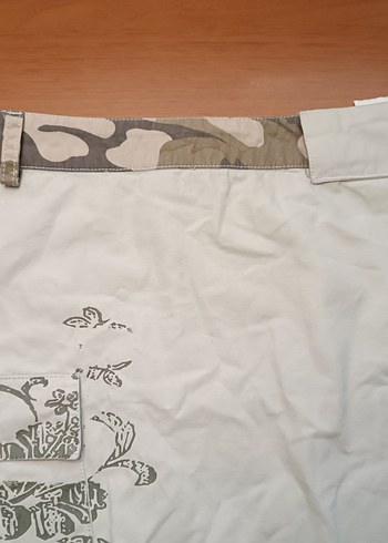 Bej kamuflaj Desenli vintage Kadın Mini Etek - Görsel 8