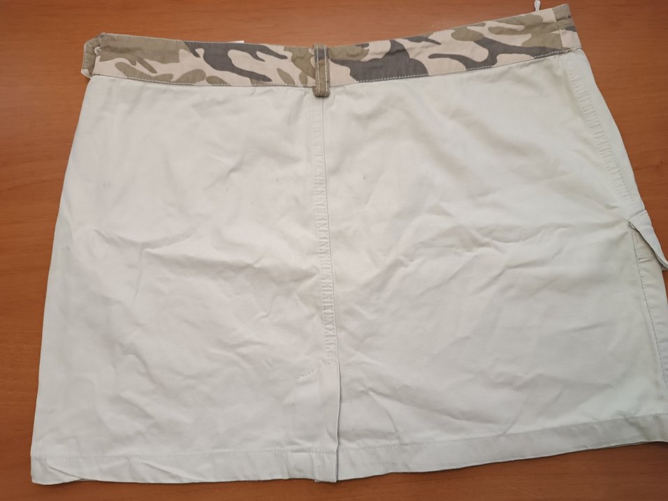 Bej kamuflaj Desenli vintage Kadın Mini Etek - Görsel 3