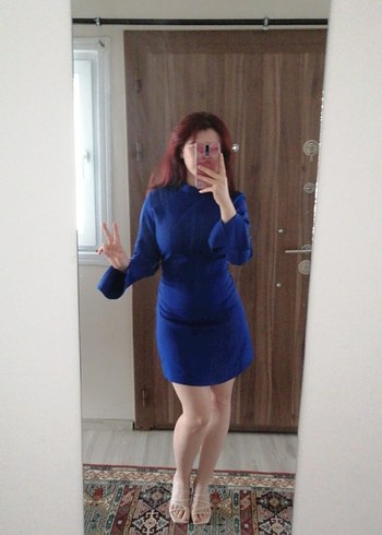 Kadın Mavi Mini Elbise