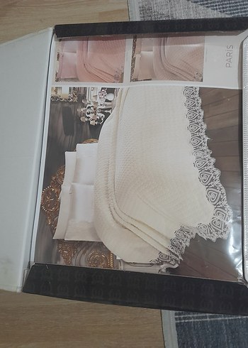 İşlemeli güpürlü battaniye seti - Görsel 5