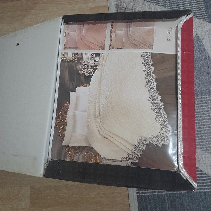 İşlemeli güpürlü battaniye seti - Görsel 5