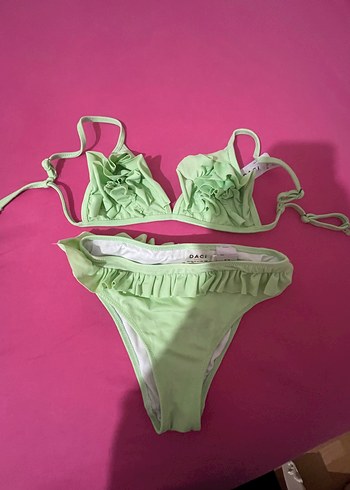 Yeşil Fırfırlı kız çocuk Bikini takım