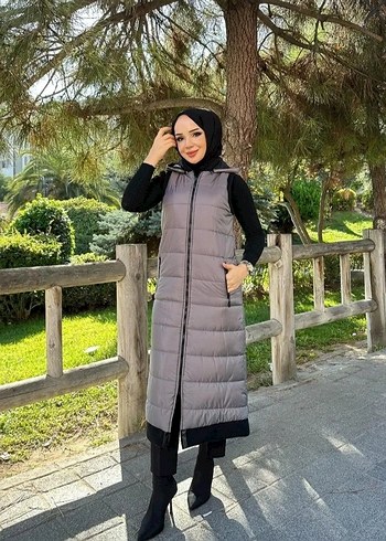 Zara Gri Uzun Kemerli Kadın Yelek