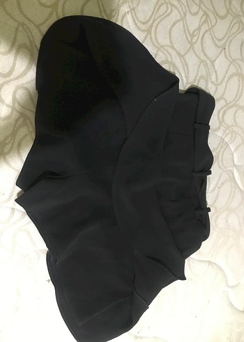 Fırfırlı Siyah Mini Kadın Kumaş Şort etek