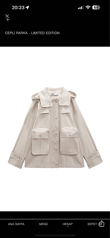 Zara limited edition cepli parka