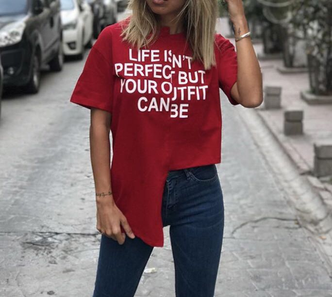 s Beden Asimetrik kırmızı tshirt