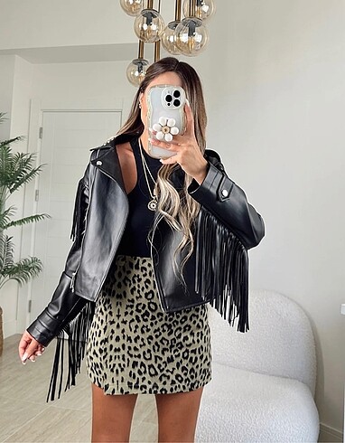 Leopar şort etek
