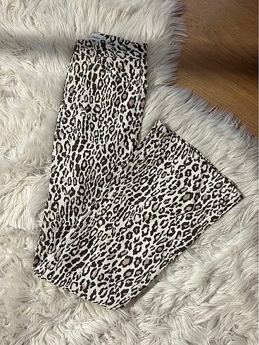 Leopar ispanyol paça jean pantolon