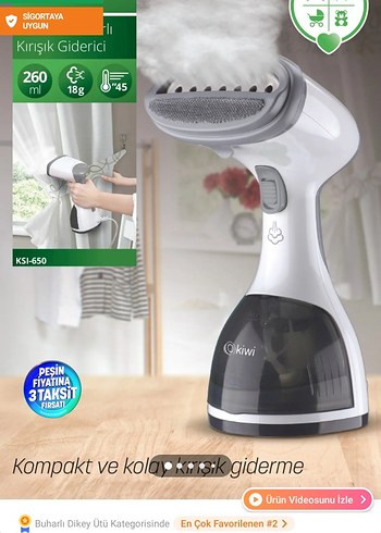 Kiwi KSI-650 Buharlı Dikey Ütü 260 ml