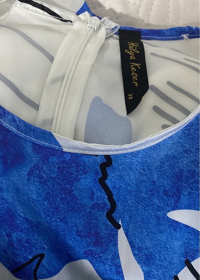 Saten desenli elbise - Görsel 3