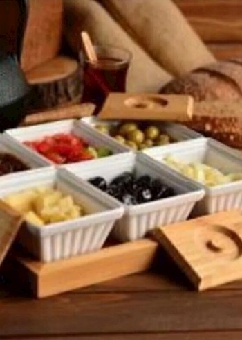 Ahşap Tepsili Porselen 6 lı Kahvaltılık Seti - Görsel 3