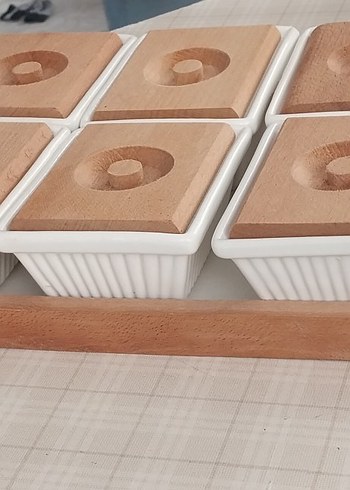 Ahşap Tepsili Porselen 6 lı Kahvaltılık Seti - Görsel 5