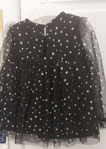 Uzun Tül Kol Siyah Bebek Elbisesi - Görsel 3