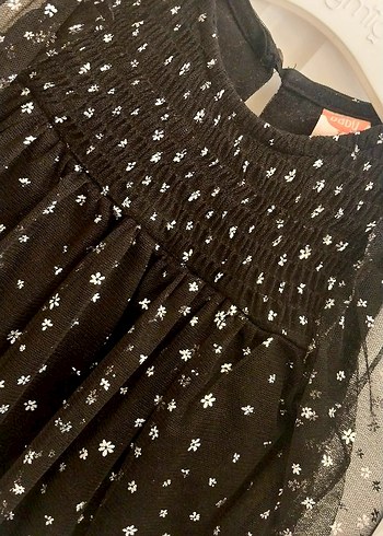 Uzun Tül Kol Siyah Bebek Elbisesi - Görsel 5