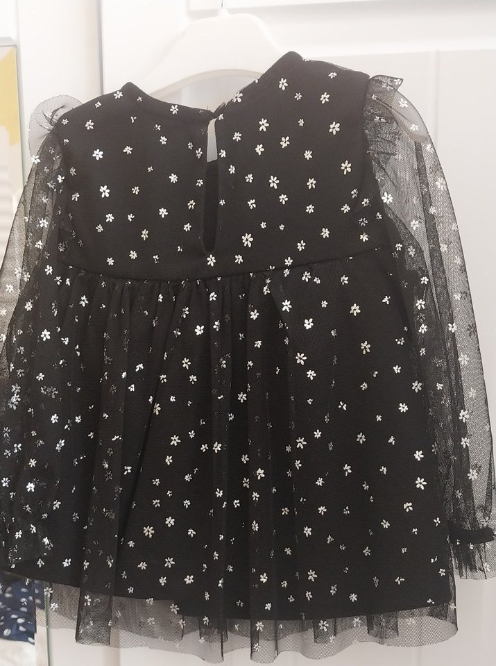 Uzun Tül Kol Siyah Bebek Elbisesi - Görsel 3