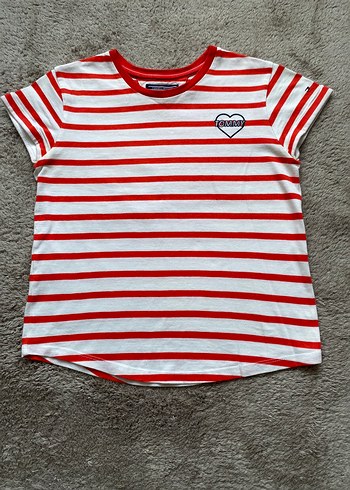 Tommy Hilfiger Kırmızı Çizgili Kısa Kollu Çocuk Tişört