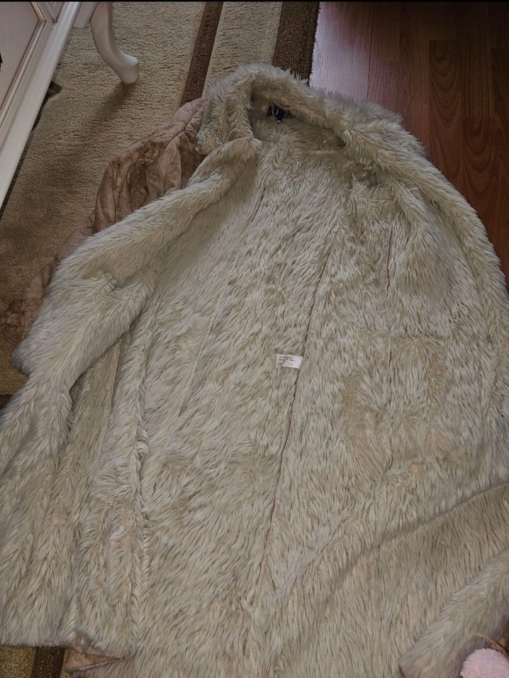 Bej suet ici kürk orjinal Armani Jeans oversize uzun kaban — görsel 3/16
