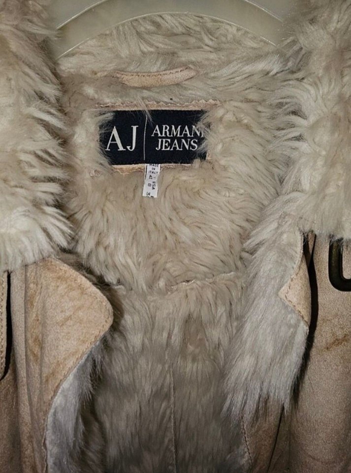 Bej suet ici kürk orjinal Armani Jeans oversize uzun kaban — görsel 8/16