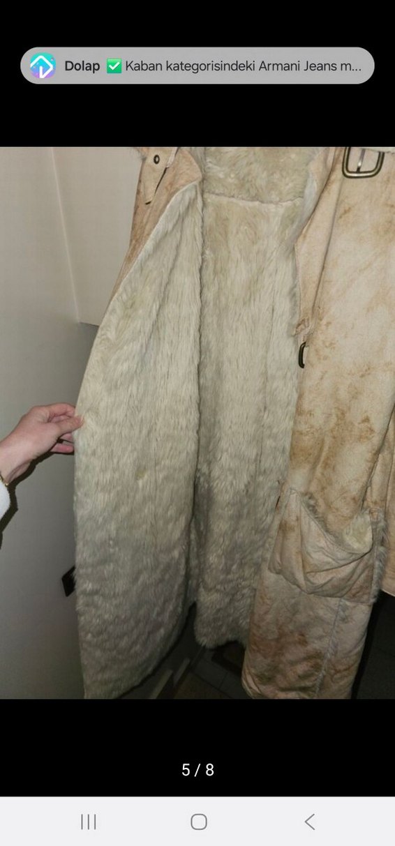 Bej suet ici kürk orjinal Armani Jeans oversize uzun kaban — görsel 11/16