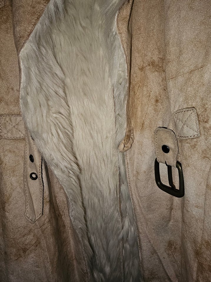 AJ Armani Jeans Ekru Süet Uzun Kaban — görsel 3/9